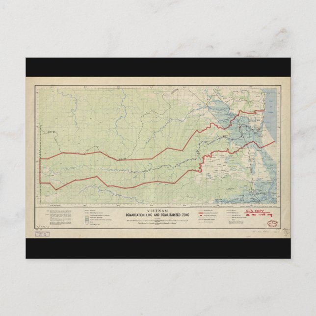 Vietnam Demarcation Line & Demilitarized Zone 1957 Postcard (Front)