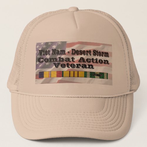 Vietnam _ Desert Storm Combat Action Vet Trucker Hat