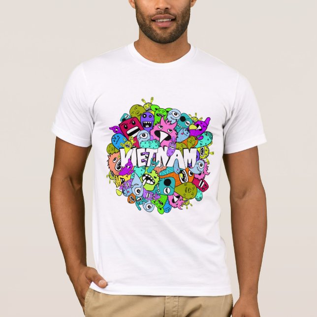 Vietnam doodle hipster colorful background T-Shirt (Front)