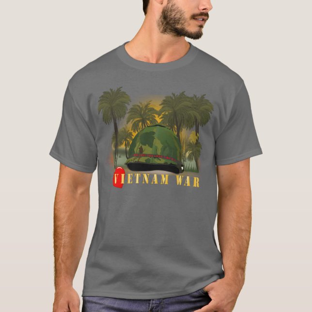 Vietnam Era Helmet Cover MELOVEYOULONGTIME GI w T-Shirt (Front)