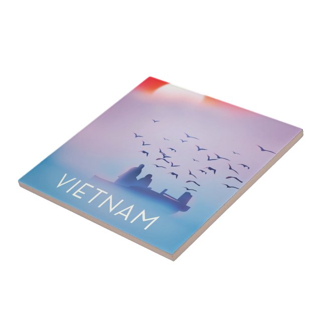 Vietnam evening sun Vacation poster Ceramic Tile (Side)