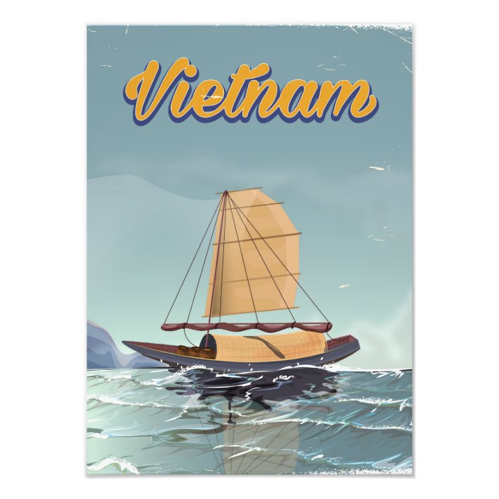Vietnam Fishing Boat Vintage Travel Poster Zazzle Com