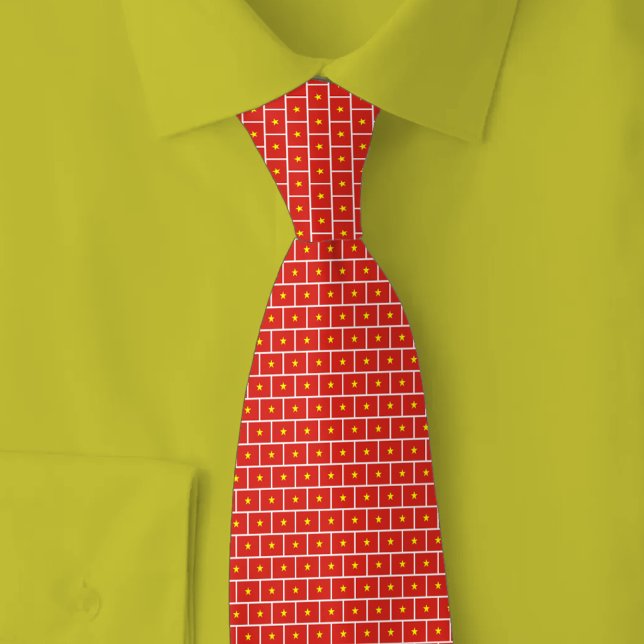 Vietnam Flag Brick Pattern Neck Tie (Creator Uploaded)