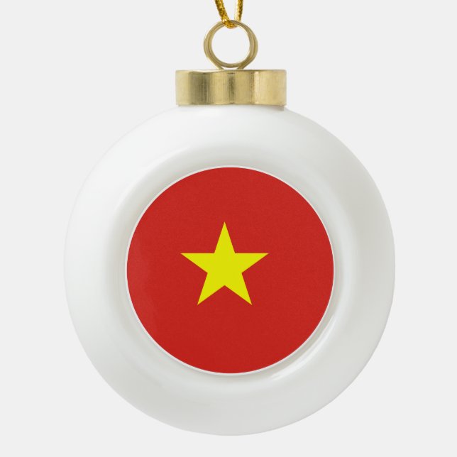 Vietnam flag ceramic ball christmas ornament (Front)