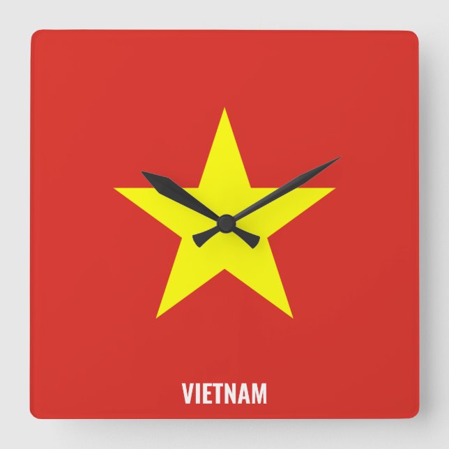 Vietnam Flag Dazzling Patriotic Square Wall Clock (Front)