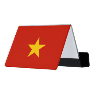 Vietnam flag desk business card holder