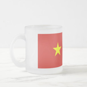 Vietnam flag frosted glass coffee mug