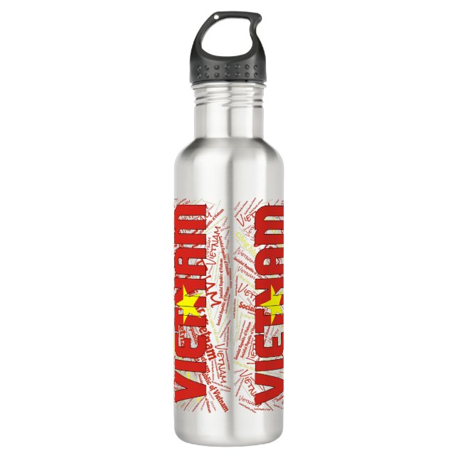 Vietnam Flag Gorgeous Patriotic Stainless Steel Water Bottle (Front)
