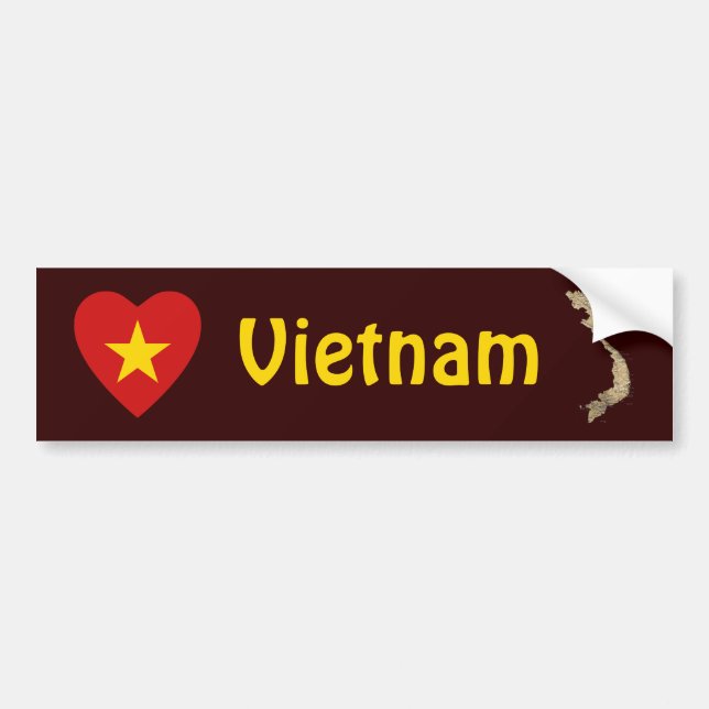 Vietnam Flag Heart + Map Bumper Sticker (Front)