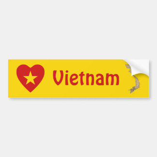 Vietnam Flag Heart + Map Bumper Sticker