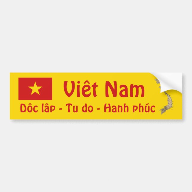 Vietnam Flag + Map Bumper Sticker (Front)