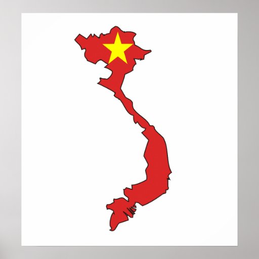 Vietnam Flag Map full size Poster | Zazzle