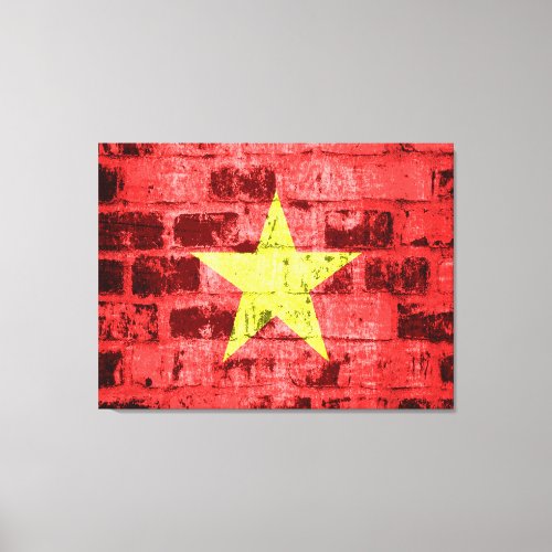 Vietnam Flag On Old Brick Wall Canvas Print