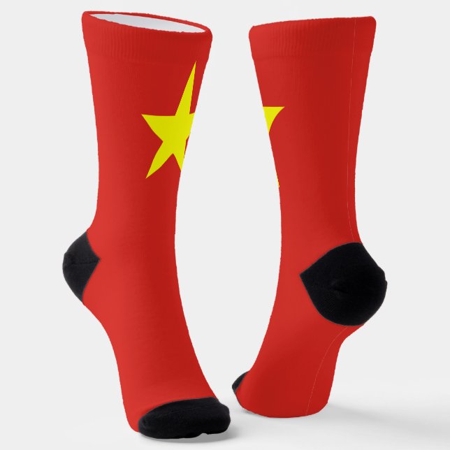 Vietnam Flag Patriotic Vietnamese National Pride Socks (Angled)