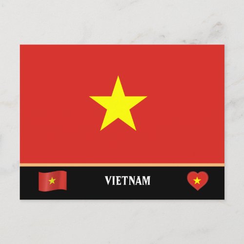 Vietnam Flag  Vietnamese country travel  Vietnam Postcard