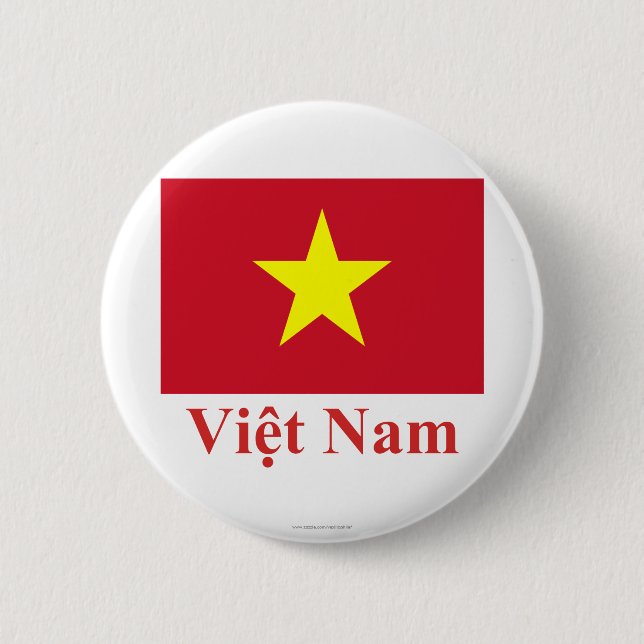 Vietnam Flag with Name in Vietnamese Button (Front)
