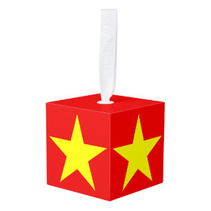 Vietnam Flag Yellow Star Cube Ornament