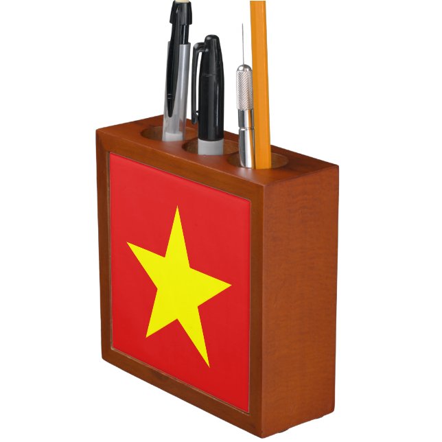 Vietnam Flag Yellow Star Desk Organizer (In Situ)