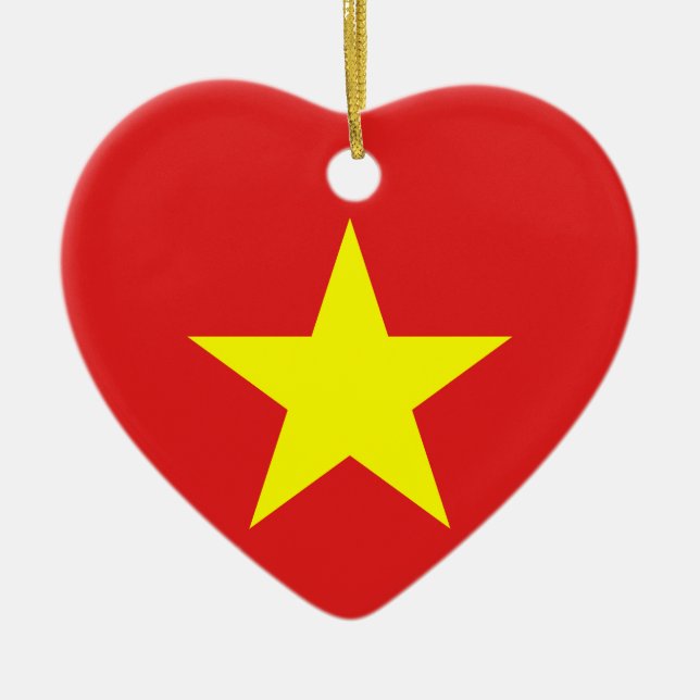 Vietnam Flag Yellow Star Heart Ornament (Front)