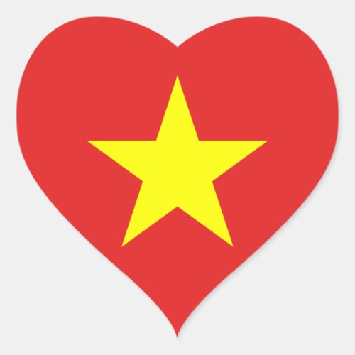 Vietnam Flag Yellow Star Heart Sticker