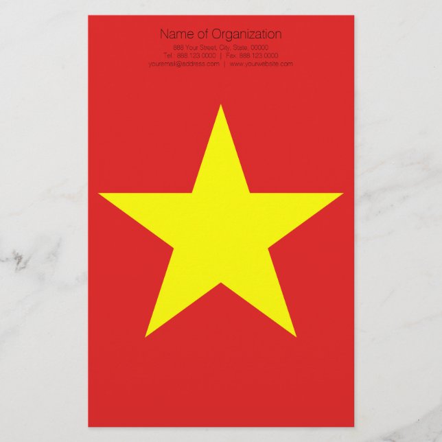 Vietnam Flag Yellow Star personalized Stationery (Front)