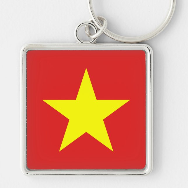 Vietnam Flag Yellow Star Square Keychain (Front)