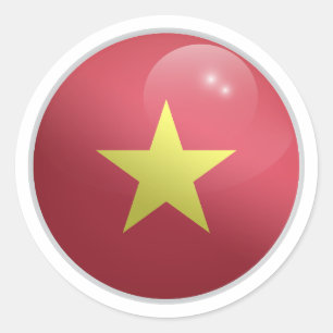 Vietnam Glossy Circle Flag Classic Round Sticker