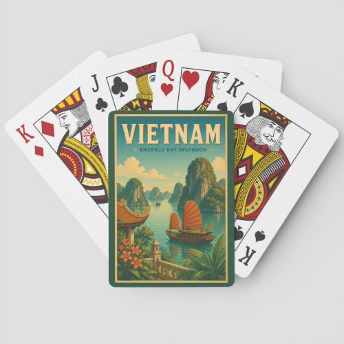 Vietnam Ha Long Bay Illustration Travel Art Retro Poker Cards