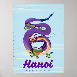 Vietnam Hanoi vintage dragon travel poster