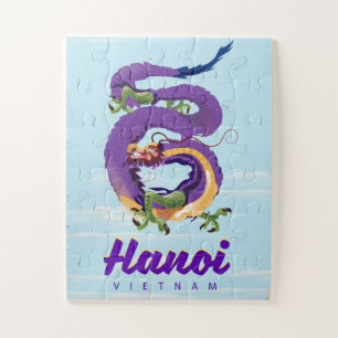Vietnam Hanoi vintage dragon travel poster Jigsaw Puzzle