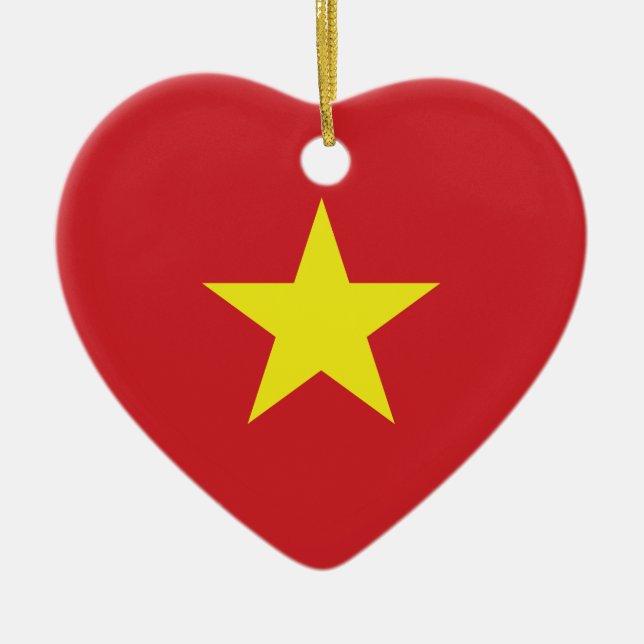 Vietnam Heart Flag Ceramic Ornament (Front)