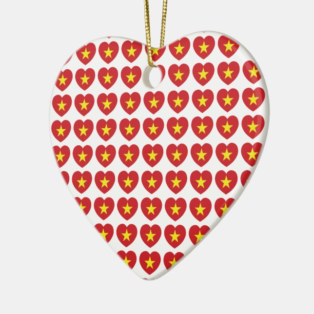 Vietnam Heart Flag Ceramic Ornament (Left)