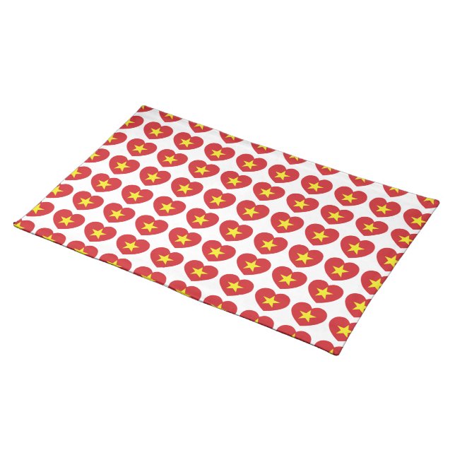 Vietnam Heart Flag Cloth Placemat (On Table)