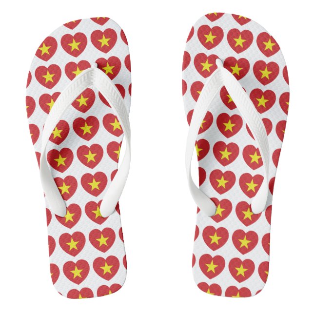 Vietnam Heart Flag Flip Flops (Footbed)