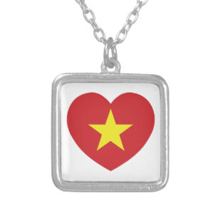 Vietnam Heart Flag Silver Plated Necklace