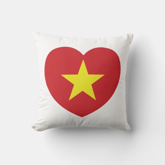 Vietnam Heart Flag Throw Pillow (Front)