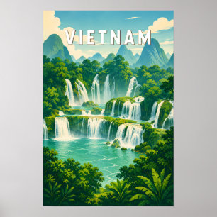 Vietnam Illustration Travel Art Vintage Poster