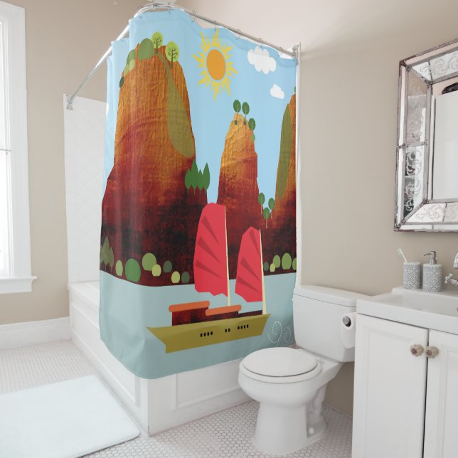 Vietnam landscape shower curtain (In Situ)
