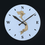 Vietnam Map Clock<br><div class="desc">This novel wall clock features the map of Vietnam with points of the compass depicting the 3,  6,  9 and 12 hour marks. Treat your friends to a little Vietnamese style with this unique and useful gift. © FlagAndMap - international gifts and souvenirs - see more at flagandmap.com.</div>