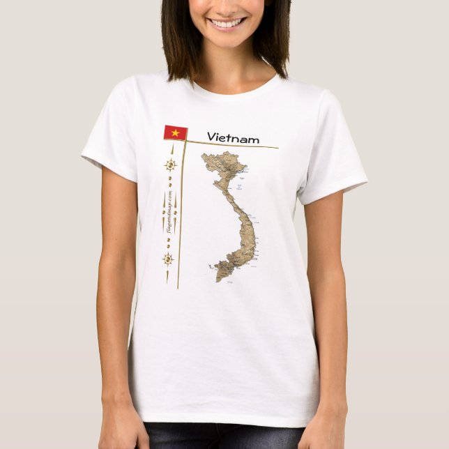 Vietnam Map + Flag + Title T-Shirt (Front)