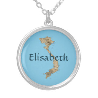 Vietnam Map + Name Necklace