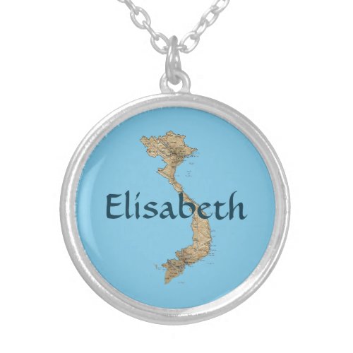 Vietnam Map  Name Necklace