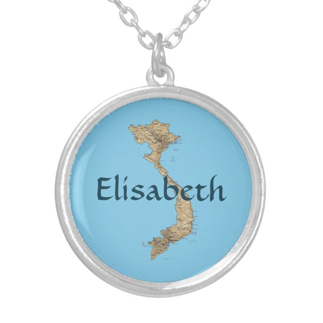 Vietnam Map + Name Necklace (Front)