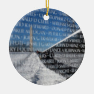 Vietnam Memorial Wall during winter Ceramic Ornament