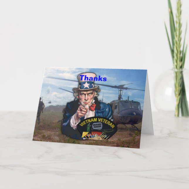 Vietnam nam war veterans vets patch thank you card (Front)