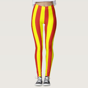 Vietnam National Flag Colors Vertical Striped Leggings