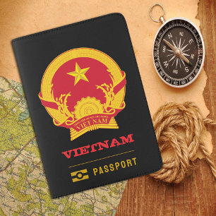 Vietnam Passport, Vietnamese coat of Arms, flag Passport Holder