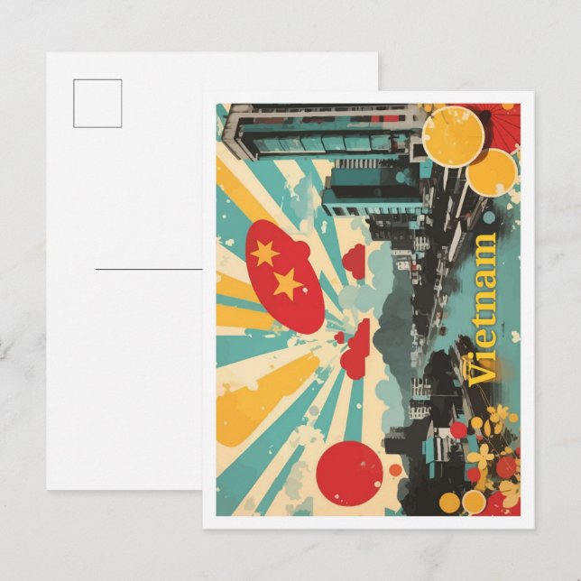 Vietnam Pop Art Travel Illustration Postcard (Front/Back)