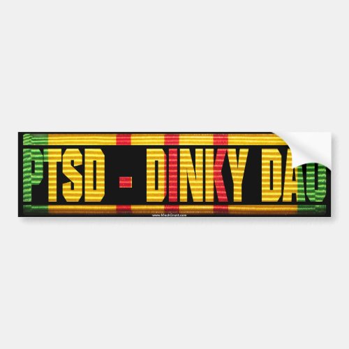 Vietnam PTSD _ Dinky Dau Ribbon Bumper Sticker