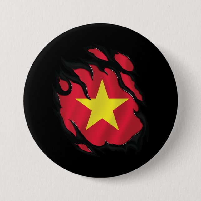 Vietnam Ripped Flag Button (Front)
